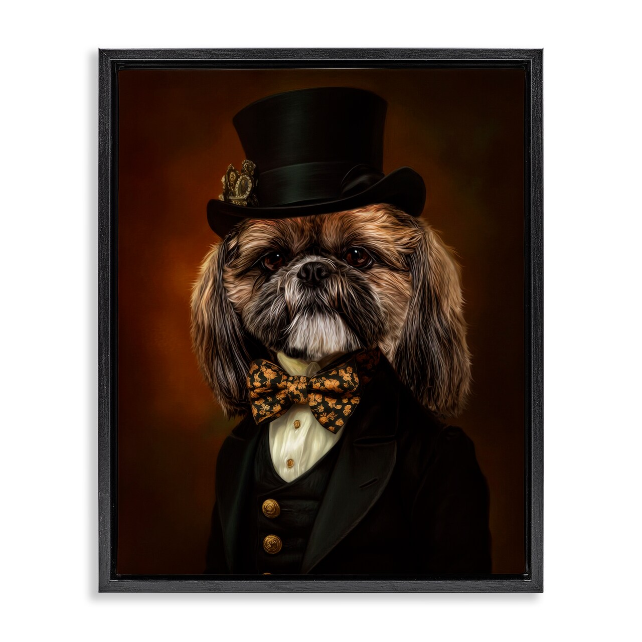Stupell Industries Aristocratic Pup Portrait Floating Frame, design by Kelley Parker